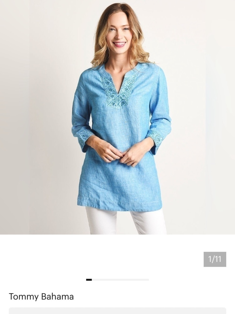 Tommy Bahama Sunset Chambray Embell Tunic size small